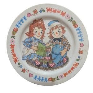 VTG Oneida Deluxe Raggedy Ann Andy Plate Kids 8in White Vintage 1969 Melamine
